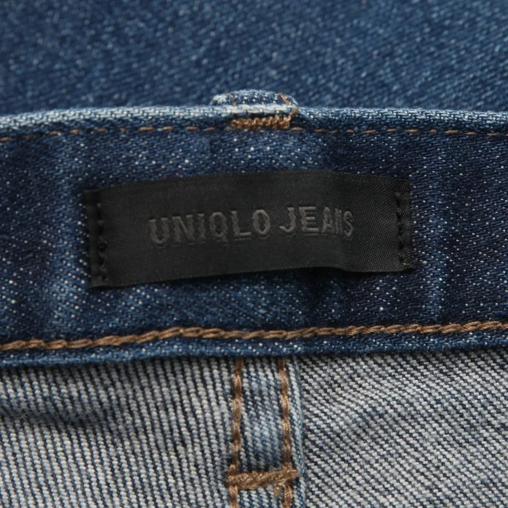 Uniqlo Jeans Mens 33x32 Blue Slim Straight Selvedge Denim Stretch Low Rise